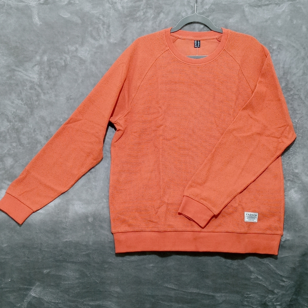 Mens crew neck thermal orange(rust)